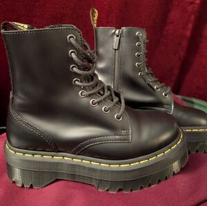 Black Leather Lace-Up Boots